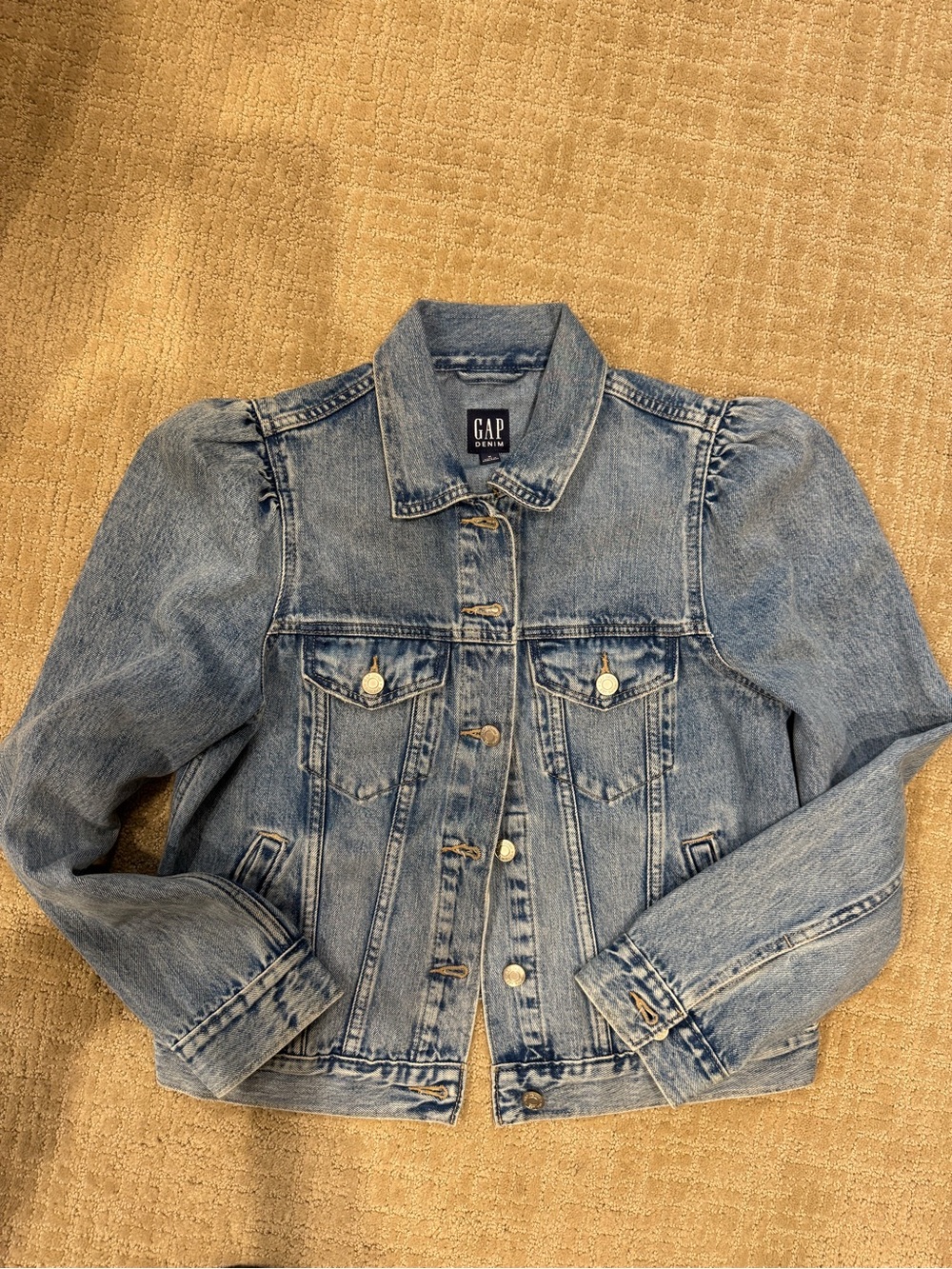 GAP Light Blue Puff-Sleeve Denim Jacket